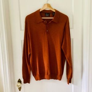 Jos A Bank Men’s M Traveler® Performance Tailored Fit Merino Polo Sweater Orange